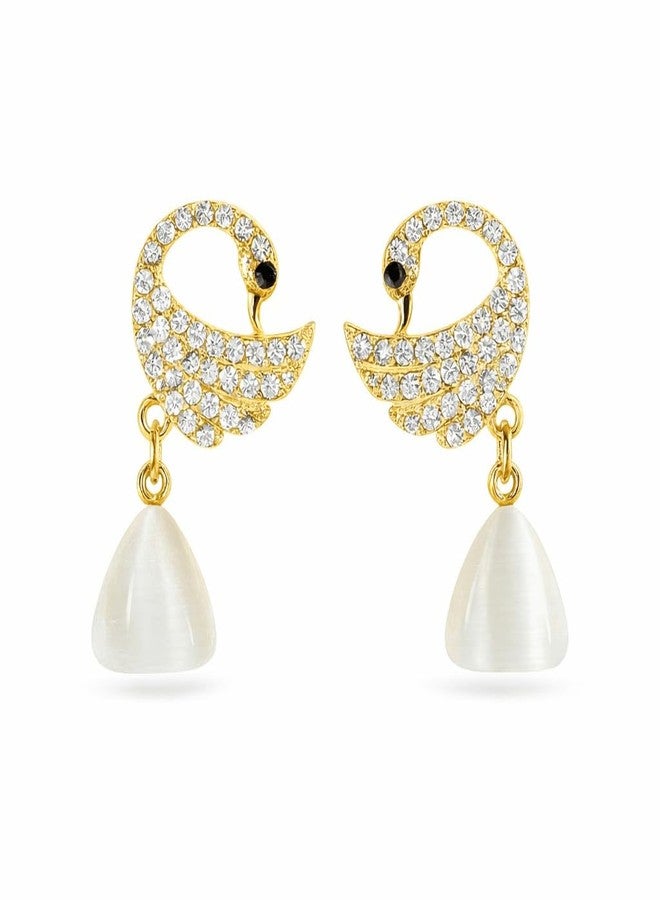 AMAAL Monalisa Crystal Pearl Drop Korean Earrings set for Women Girls Ladies | Diamond Western Earing Studs | Stylish Ear Rings Jewellery for woman | Valentine Gift for Girlfriend couple -399 - Image 1