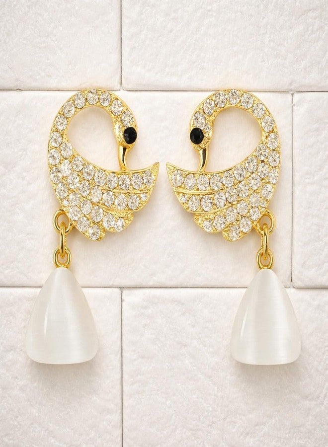 AMAAL Monalisa Crystal Pearl Drop Korean Earrings set for Women Girls Ladies | Diamond Western Earing Studs | Stylish Ear Rings Jewellery for woman | Valentine Gift for Girlfriend couple -399 - Image 3