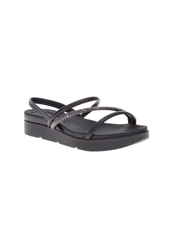 Beira Rio Beira Rio Ladies Low Heel/Wedge Comfort Sandals Black | Made In Brazil