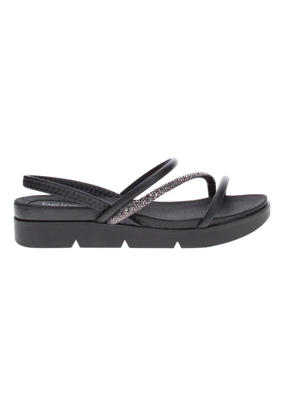 Beira Rio Beira Rio Ladies Low Heel/Wedge Comfort Sandals Black | Made In Brazil