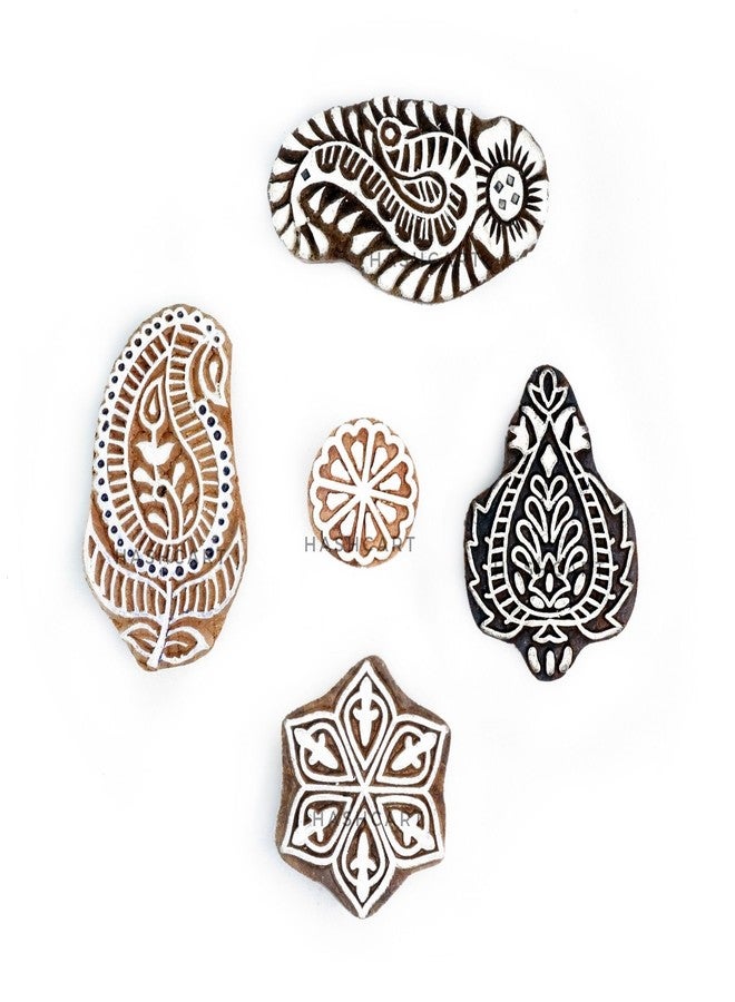 TwoGrams | Set of 5 | Wooden Multi Design Blocks for Scrapbooking/Kids/Textile Paper/Pottery Craft - Image 1
