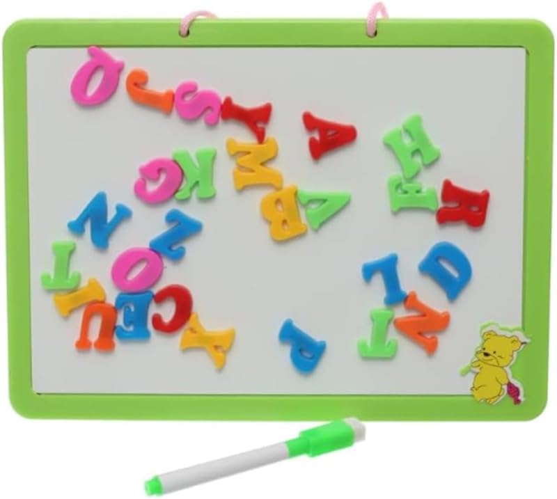 Drawing and Writing Board with Magnetic Alphabet Letters for Educational Skills (20x27cm) - Green