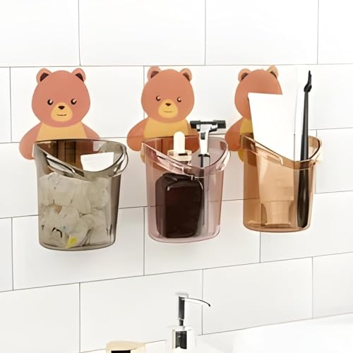 Boniry Plastic Toothbrush Holders for Bathroom - Durable and Sturdy Brush Holder, Multipurpose Brush Holder for Bathroom Wall - Perfect for Home Use 3 Pcs (Multicolor) - Image 1