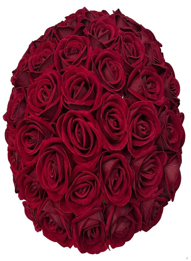 FagusHome 30 Pcs Silk Rose Artificial Flowers Roses Bulk Bouquet Fake Flowers Rose Heads with Stems for Home Wedding Decor (Dark Red) - Image 1