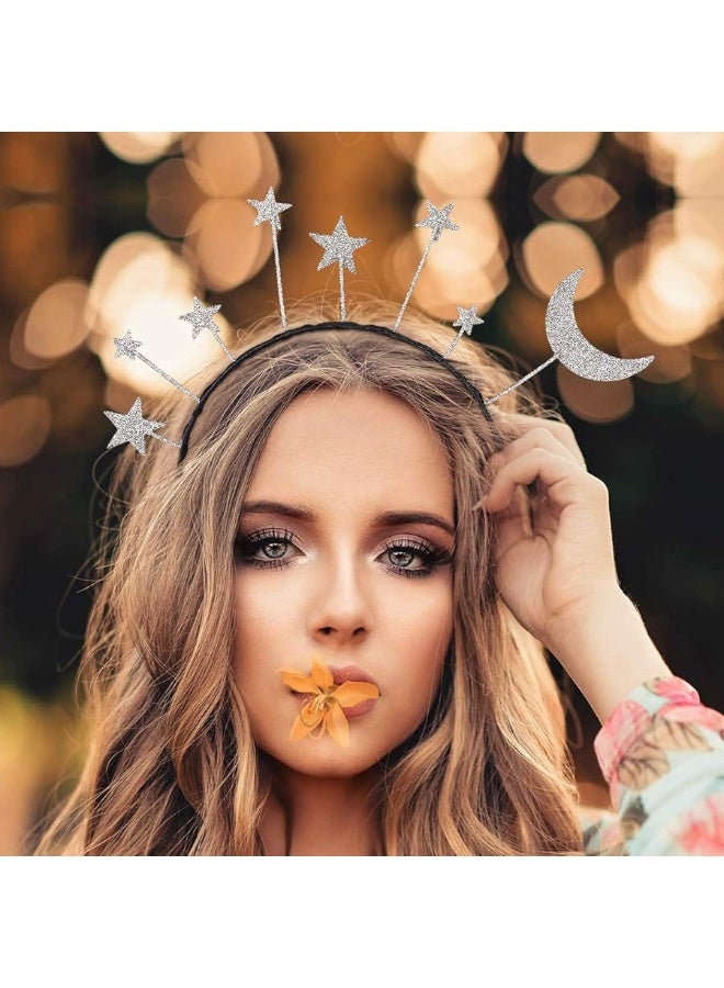 Amosfun Star Moon Headband Birthday Party Hair Hoop Glitter Crown Hair Accessory Wedding Princess Birthday Party Cosplay Costume - Image 1