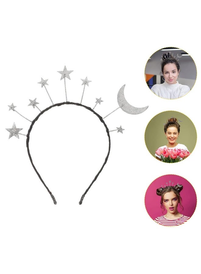 Amosfun Star Moon Headband Birthday Party Hair Hoop Glitter Crown Hair Accessory Wedding Princess Birthday Party Cosplay Costume - Image 5