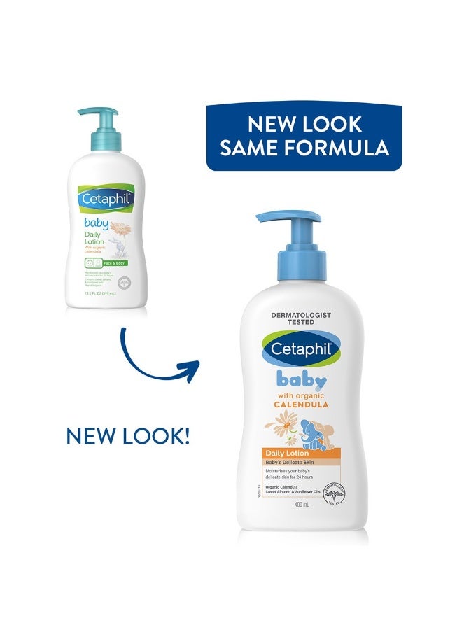 Cetaphil Baby Daily Lotion With Organic Calendula, Delicate Face And Body Moisturizer For Sensitive Skin, Unscented, 400 ML - Image 5