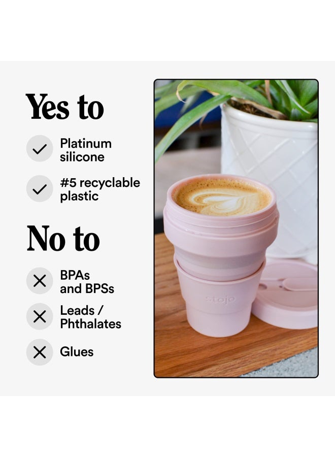 Stojo STOJO Collapsible Travel Cup  Reusable ToGo Pocket Size Silicone Bottle for Hot and Cold Drinks  Perfect for Camping  Microwave  Dishwasher Safe Carnation 16 Ounce Pack of 1  - Image 5