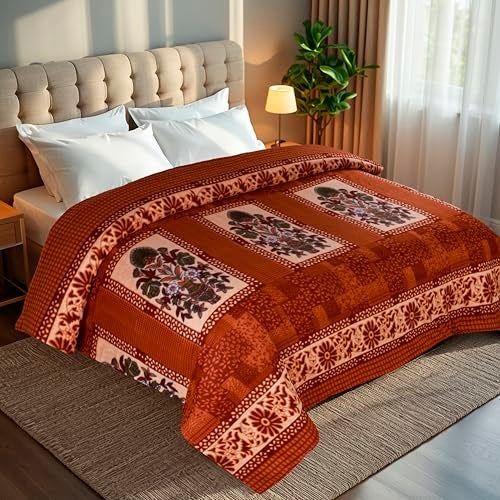 CHANDRAVATI Fleece|| Quilt Cover/Duvet Cover/Rajai Cover/Blanket Cover for Winters (GC-Rust, 60x90) - Image 1