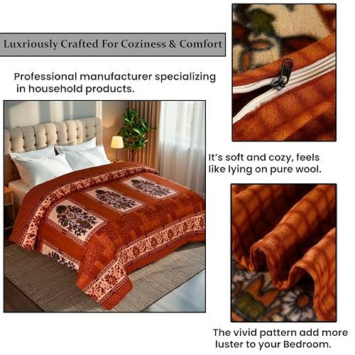 CHANDRAVATI Fleece|| Quilt Cover/Duvet Cover/Rajai Cover/Blanket Cover for Winters (GC-Rust, 60x90) - Image 4