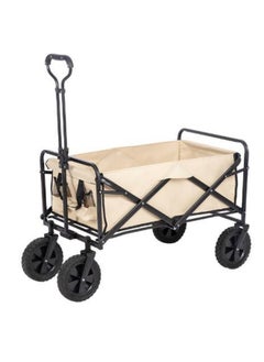 Garden Cart Folding Trolley Cart Outdoor Wagon Collapsible With Removable Fabric Festival Garden Camping Picnic Cart Supports Max 150kg Portable Transport Trailer Beige