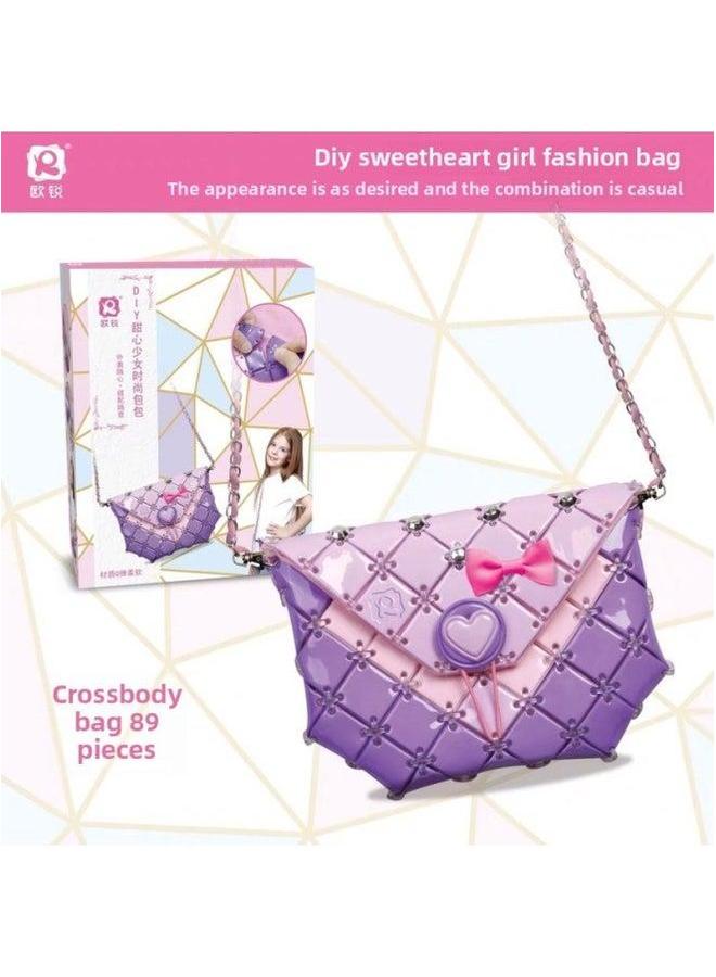 Children's Detachable Woven Shoulder Bag Handmade Material Diy Girl Gift Toy-Color:Crossbody (89 Pieces)  - Image 1