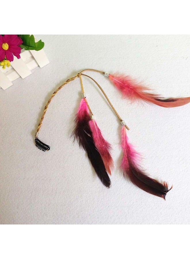 CBLUO Feather Headband Hippie Indian Boho Hair Hoop Tassel Bohemian Headdress Headwear Headpiece Women Girls Kids Crown Hairband Hair Bands Party Decoration Cosplay Costume Handmade Hair Accessories 6 Pack - Image 3