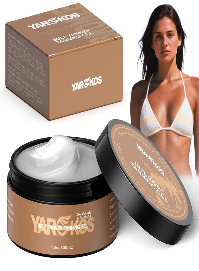 Yargkos جل تسمير مكثف، لوشن تسمير ذاتي، مرطب تسمير تدريجي، معزز للون الأسمر والبرونزي، منتج تسمير بدون شمس للرجال والنساء، برائحة جوز الهند، 3.38 أونصة سائلة - Image 1