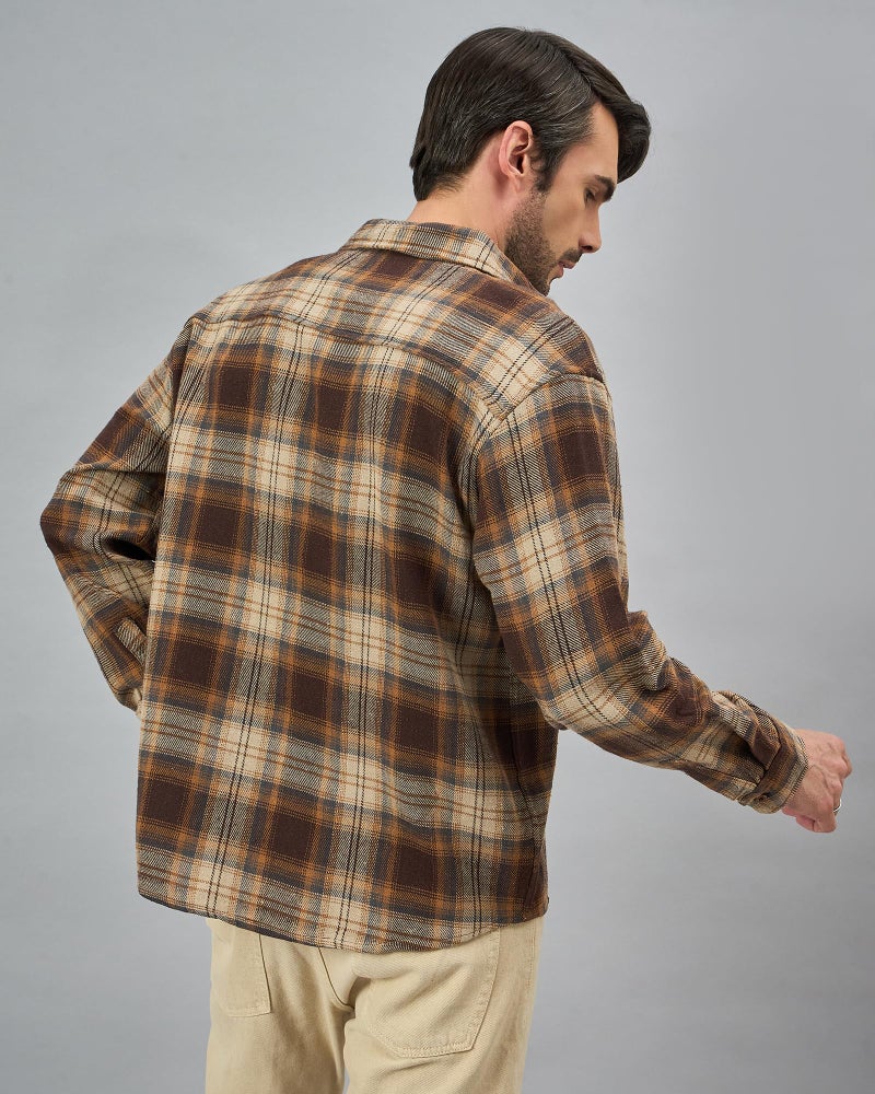 Chimpaaanzee Men Brown Oversized Fit Shirt - Image 4