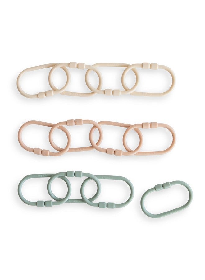 mushie Baby Chain Link Rings Toy 12-Count | Multiuse Car Seat Stroller Connecting Toy (Shifting Sand, Blush, Cambridge Blue)  - Image 1