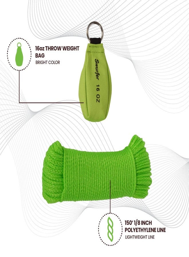 Swurfer 16 Oz Arborist Throw Weight Bag Rope Launcher, and 150' 1/8" Arborist Throw Line Kit, Tree Climbing & Felling Rope, and TreeSwing Installation Throw Bag, Bright Color Arborist Equipment Kit - Image 4