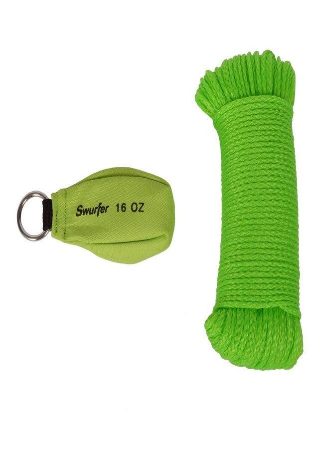 Swurfer 16 Oz Arborist Throw Weight Bag Rope Launcher, and 150' 1/8" Arborist Throw Line Kit, Tree Climbing & Felling Rope, and TreeSwing Installation Throw Bag, Bright Color Arborist Equipment Kit - Image 1