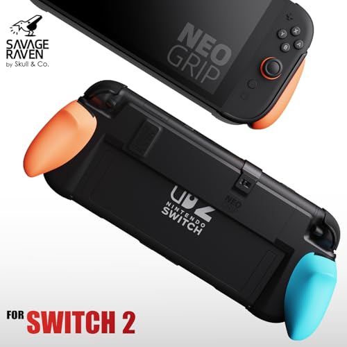 Savage Raven by Skull Co NeoGrip Bundle an Ergonomic Grip Hard Shell with Replaceable Grips to fit All Hands Sizes for Nintendo Switch 2 with Maxcarry Carrying Case Neon Blue Red - Image 3
