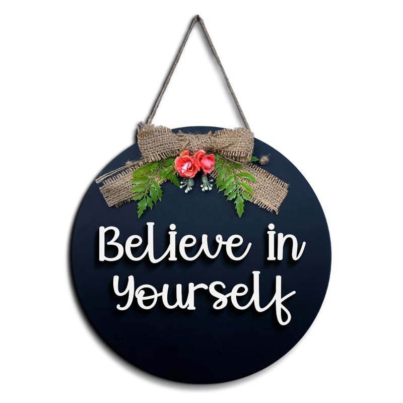 Believe in Yourself Motivational Quotes Wall Frames Hanging For Kids Room Study Room Office and Home Positive Wooden Quotes Wall Hanging For Entrance Door Living Room and Bedroom