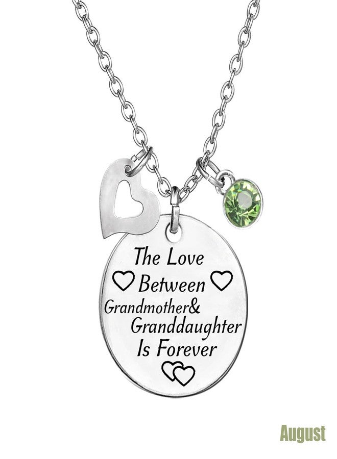 TISDA Birthstone Crystals Necklace,The Love between Grandmother and Granddaughter is Forever Necklace Family Jewelry Christmas Gift (August) - Image 3