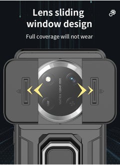 Youque Honor X9c 5G Case Cover with Slide Camera Cover & Ring Holder, Luxury Armor Kickstand Shell Scratch-Resistant Shock-Absorbing Protector Accessories Kickstand Stand Magnetic Car Ring Holder Protection  - Image 2
