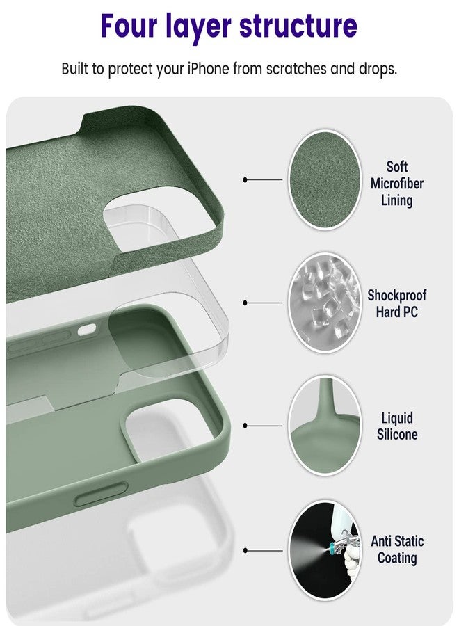 OTOFLY Designed for iPhone 14 Case, Silicone Shockproof Slim Thin Phone Case for iPhone 14 6.1 inch (Calke Green) - Image 2