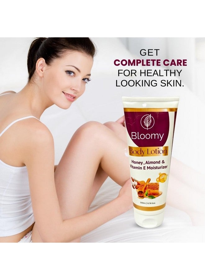 BLOOMY Honey & Almond Body Lotion - 200ML With Vitamin E & Natural Oils Deep Moisturizing Body Lotion for Men & Women | Non-Sticky, Fast Absorbing | Smooth, Glowing Skin - Image 2