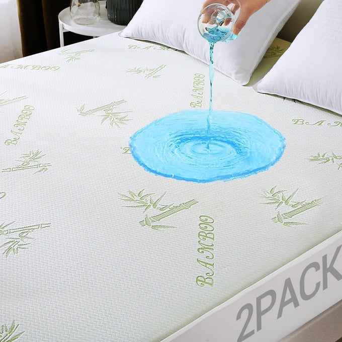 2 PACK KING MATTRESS PROTECTOR 100 WATERPROOF KING SIZE MATTRESS COVER PROTECTOR COOLING AND BREATHABLE BED PAD COVER DEEP POCKET 821