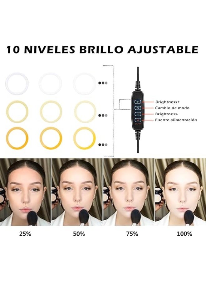 Ring Light with Tripod & Phone Holder – 10" LED Selfie Light, 3 Lighting Modes, 10 Brightness Levels, Bluetooth Remote, Ideal for Makeup, Vlogs & Live Streaming - Image 5