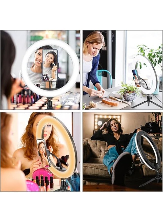 Ring Light with Tripod & Phone Holder – 10" LED Selfie Light, 3 Lighting Modes, 10 Brightness Levels, Bluetooth Remote, Ideal for Makeup, Vlogs & Live Streaming - Image 3