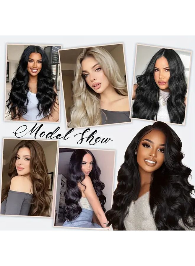 داكن براون 18 بوصة ملحقات الشعر المموج الجسمي مع 5 مشابك غير مرئية على شكل حرف V - Image 3