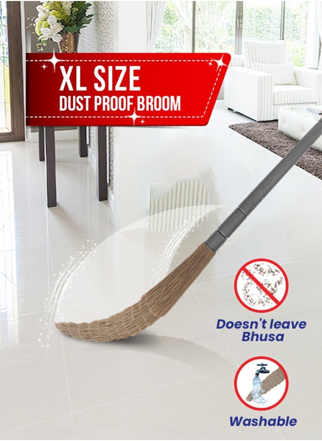 Chakaachak Indian Style Non Dust Broom for Indoor Sweeping, Extra Large | Made with Flagged Fibres | Washable and Durable