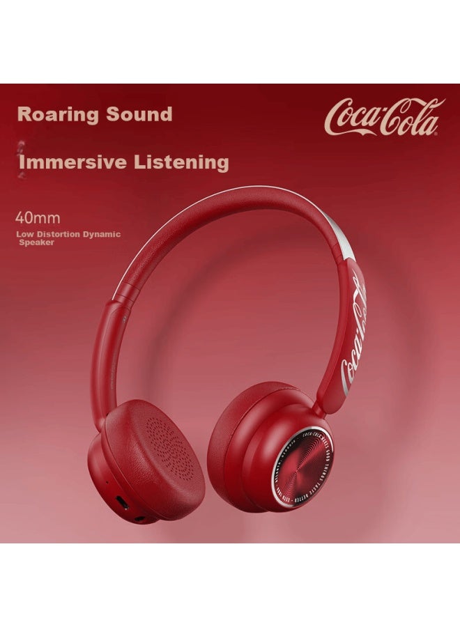 Coca-cola T26 Retro Over-ear Bluetooth Wireless Metal Headphones Long Battery Life Trendy Sports Fashion Metal Influencer Stylish Star Latest Model - Image 2