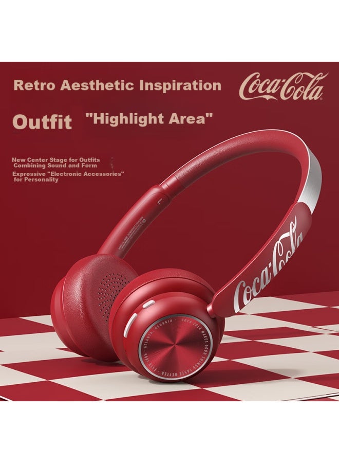 Coca-cola T26 Retro Over-ear Bluetooth Wireless Metal Headphones Long Battery Life Trendy Sports Fashion Metal Influencer Stylish Star Latest Model - Image 4