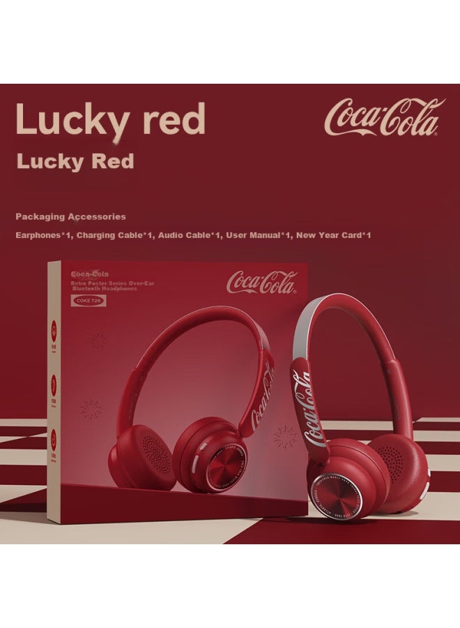 Coca-cola T26 Retro Over-ear Bluetooth Wireless Metal Headphones Long Battery Life Trendy Sports Fashion Metal Influencer Stylish Star Latest Model - Image 5