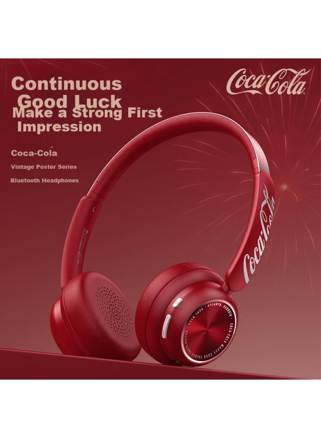 Coca-cola T26 Retro Over-ear Bluetooth Wireless Metal Headphones Long Battery Life Trendy Sports Fashion Metal Influencer Stylish Star Latest Model - Image 1