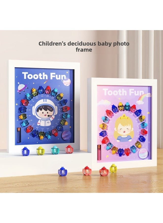 Baby Teeth Storage Box Children's Baby Teeth Commemorative Box Boys And Girls Teeth Hair Hair Baby Baby Teeth Collection Box-Color:The Little Prince Photo Frame-blue Transparent-wood White Frame-high-end Gift Box  - Image 3