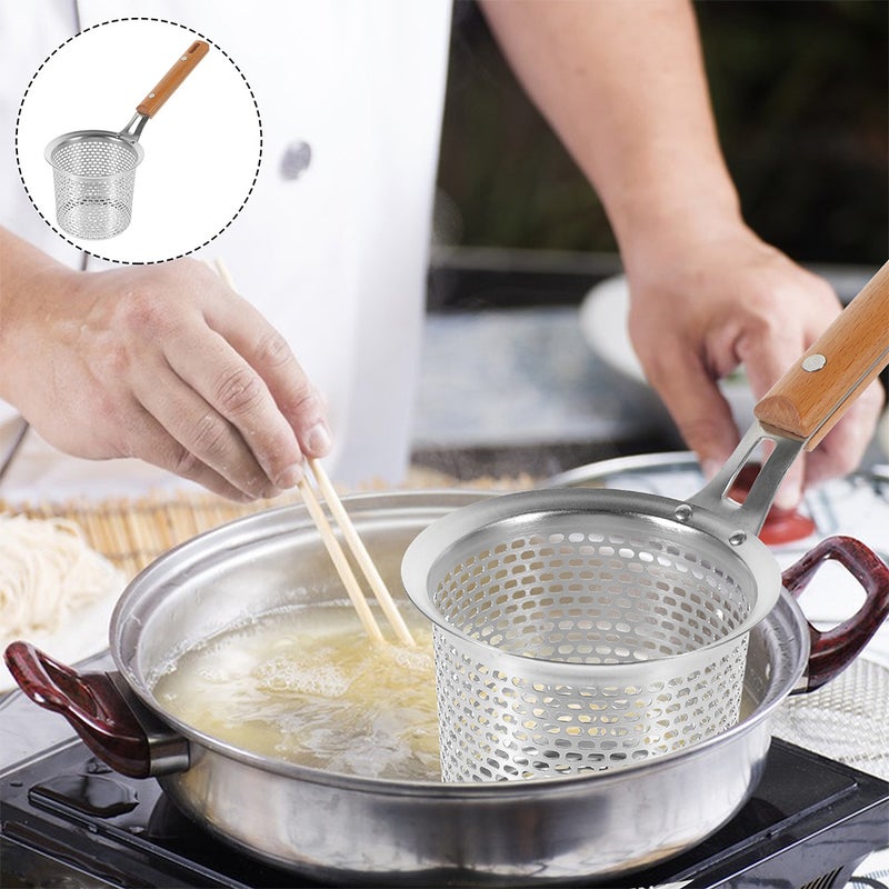 Spaghetti Strainer Spoon Stainless Steel Food Strainer Handle Noodle Basket - Image 5