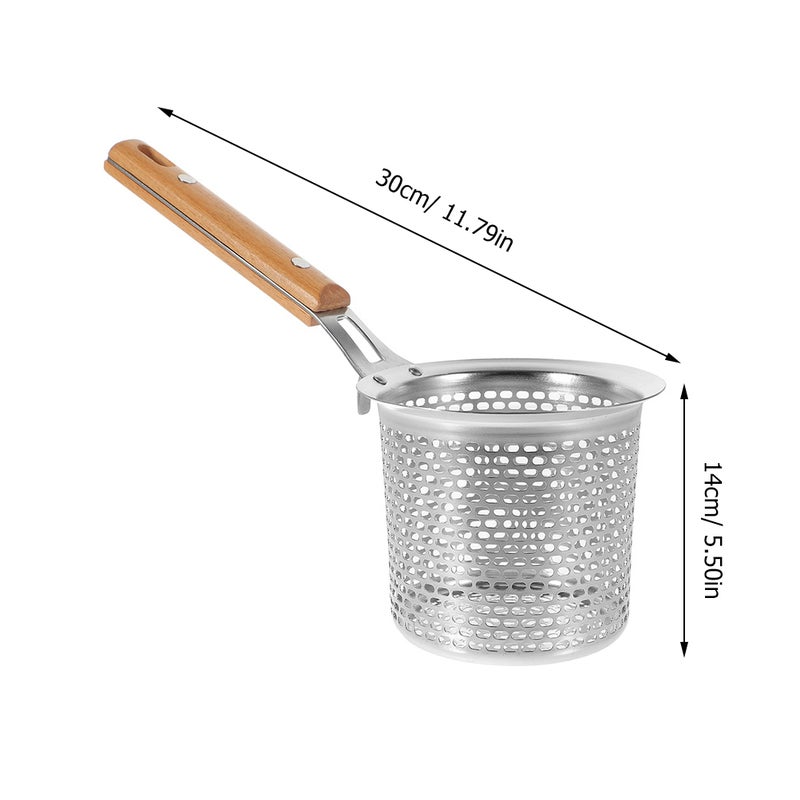 Spaghetti Strainer Spoon Stainless Steel Food Strainer Handle Noodle Basket - Image 2