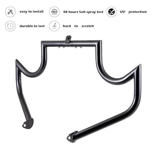 Kinglemc Crash Bar Engine Guard Highway Bar for Harley Davidson Touring Road King Street Glide Electra Glide CVO and Trike Models 97-08 (Mustache Black) - Image 2