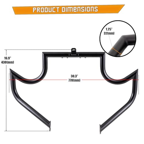 Kinglemc Crash Bar Engine Guard Highway Bar for Harley Davidson Touring Road King Street Glide Electra Glide CVO and Trike Models 97-08 (Mustache Black) - Image 5