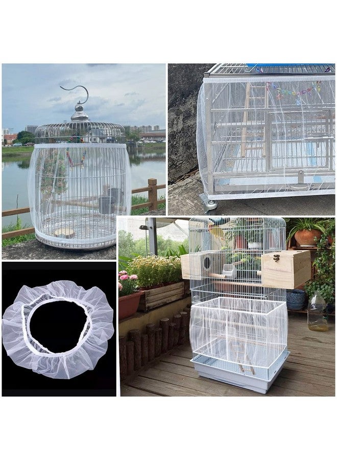 Chihutown Chihutown Soft Airy Bird Cage Net Cover, Bird Cage Seed Catcher, Skirt Guard Gauze Bird Cage Mesh Netting for Round Square Cages, Reuseable (White, L)  - Image 4