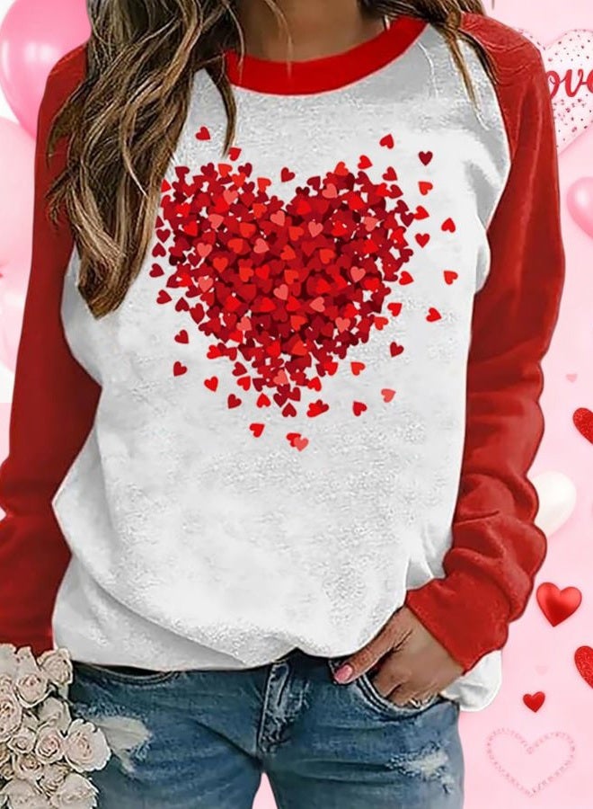 Huovud Valentine's Day Sweatshirt Women Funny Love Heart Graphic Valentines Shirt Casual Valentines Long Sleeve Pullover Top (Red-2, Medium) - Image 4