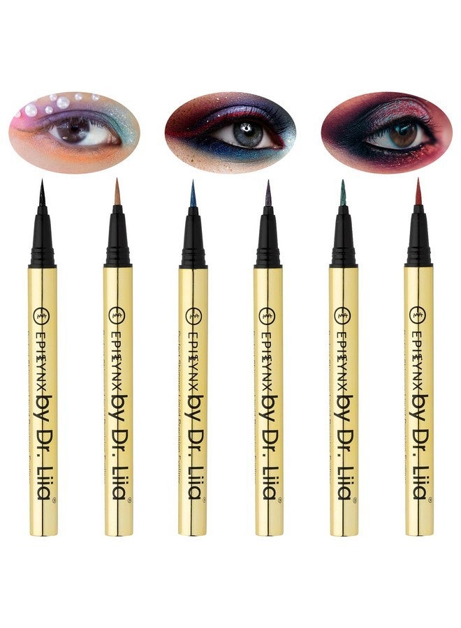 EPILYNX Waterproof Eyeliner - Smudge-Proof Liquid Eyeliner Pen with Precision Tip for Smooth, Long-Lasting Application - Vegan, Hypoallergenic & Gluten-Free Eye Liner - 6 Shades 2mL each Gift Set - Image 1