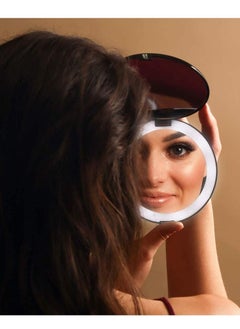 Y&D Pocket Makeup Mirror for Travel, 1X / 10X Double Sided Magnifying Compact Handbag Cosmetic Mirror, 4 Inch Ultra-thin Handheld Round Foldable Portable Women (Black)  - Image 3