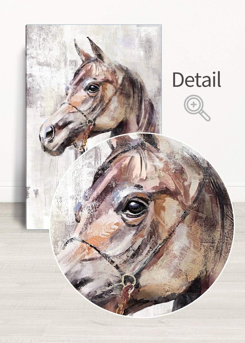 lamplig Horse Pictures Farmhouse Horses Canvas Wall Art Brown Stallion Prints Painting for Horse Lovers Framed Animal Artwork Home Decor for Bedroom Living Room Hallway office 16x24 inch Medium Size - Image 5