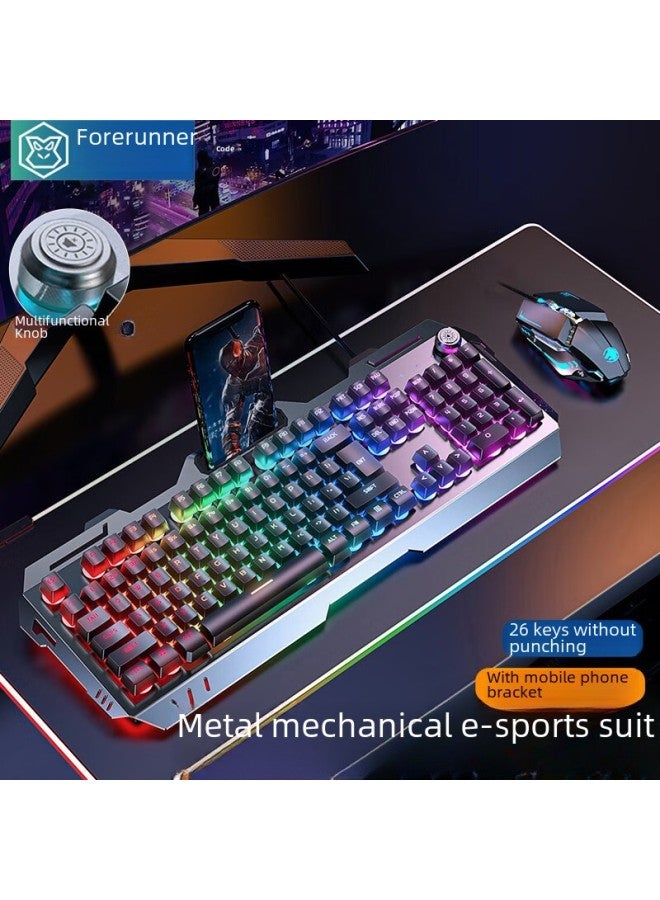 Eweadn GX810 Mechanical Gaming Keyboard Mouse Headset Set With Knob For Notebook Computer Wired Esports Game Compatible-Color:Metal Grey Ice Blu-ray Hand-held Edition [3-piece Set-Upgrade Edition]_Macro Mouse_Headset  - Image 2
