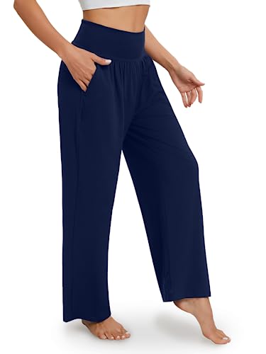 Gracyoga Wide Leg Yoga Pants for Women Casual Loose Cozy Sweatpants High Waisted Lounge Pajama Flowy Pants With Pockets - Image 3