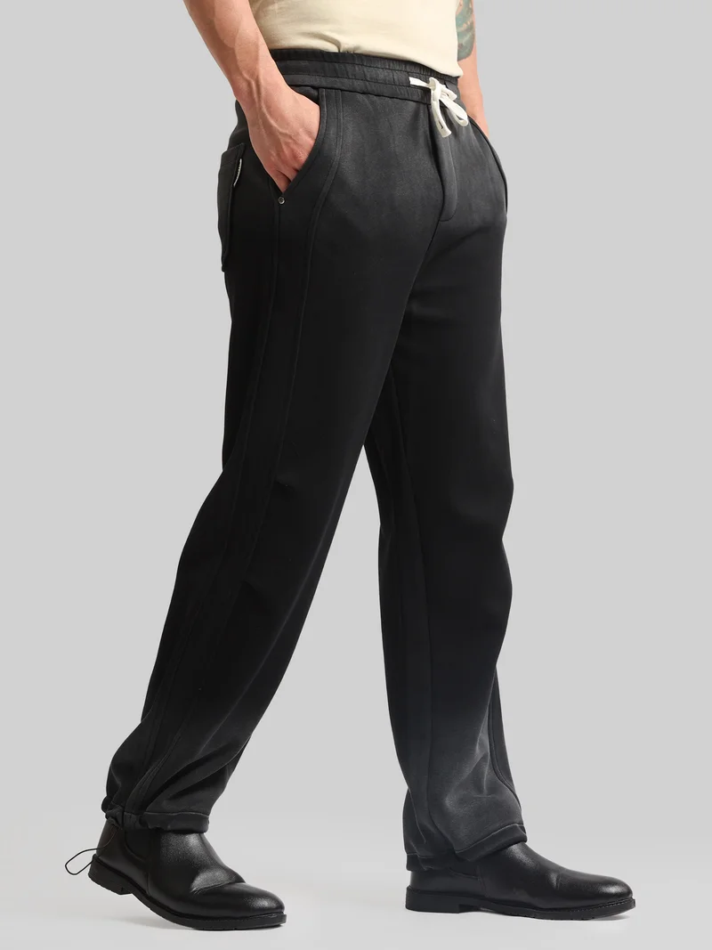 مانياك Maniac Mens Ombre Printed Black Cotton Baggy TrackPant
